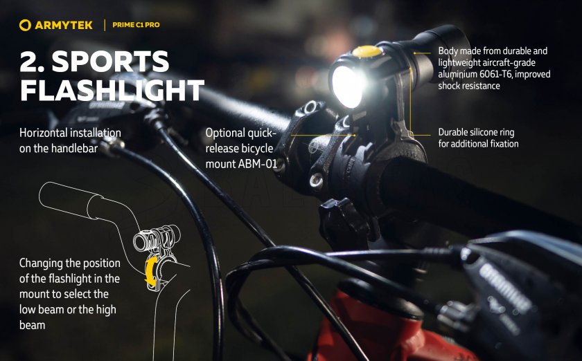 Zseblámpa Armytek Prime C1 Pro meleg fény