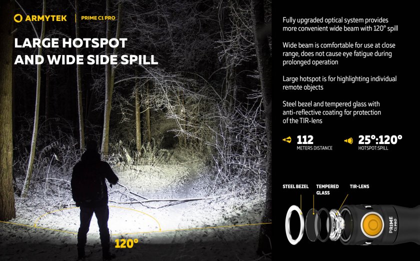 Zseblámpa Armytek Prime C1 Pro meleg fény