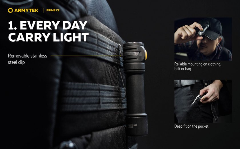 Svítilna Armytek Prime C2 - meleg fény