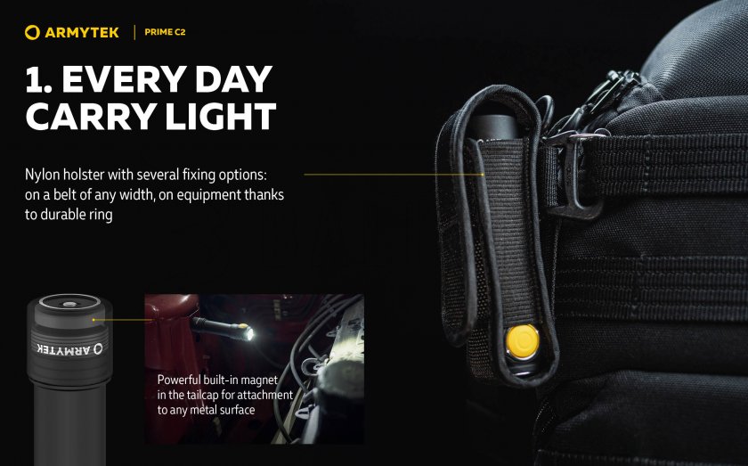 Svítilna Armytek Prime C2 - meleg fény