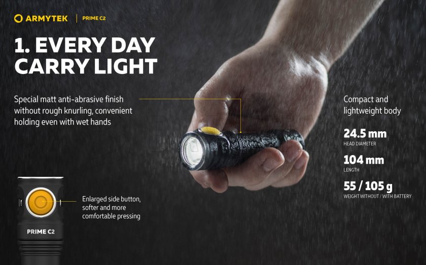 Svítilna Armytek Prime C2 - meleg fény