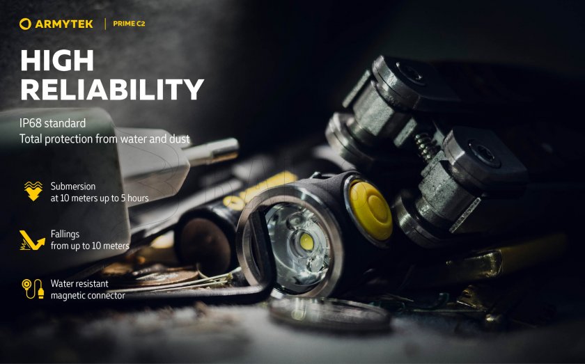 Svítilna Armytek Prime C2 - meleg fény
