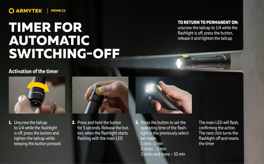 Svítilna Armytek Prime C2 - meleg fény