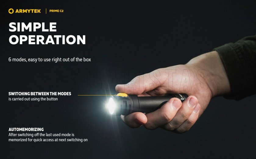 Svítilna Armytek Prime C2 - meleg fény