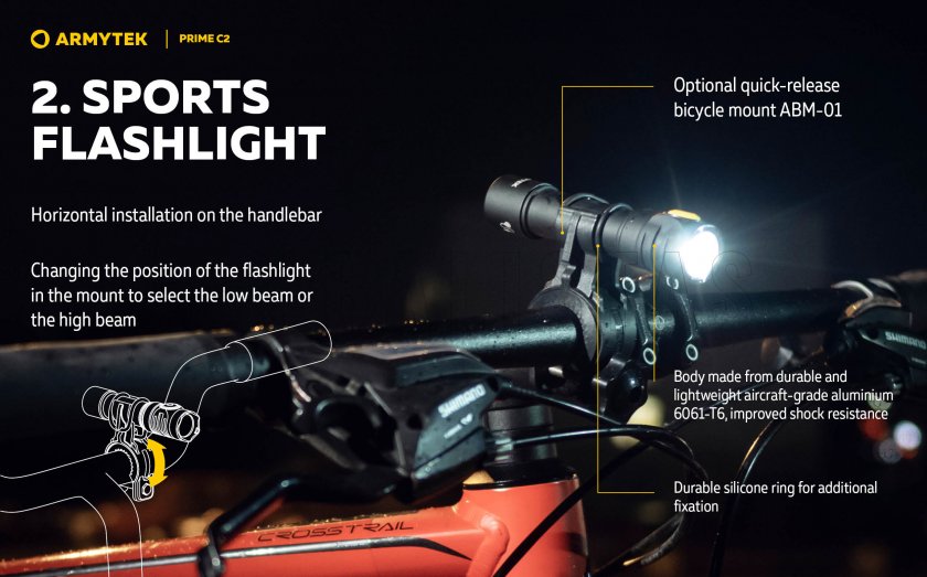 Svítilna Armytek Prime C2 - meleg fény