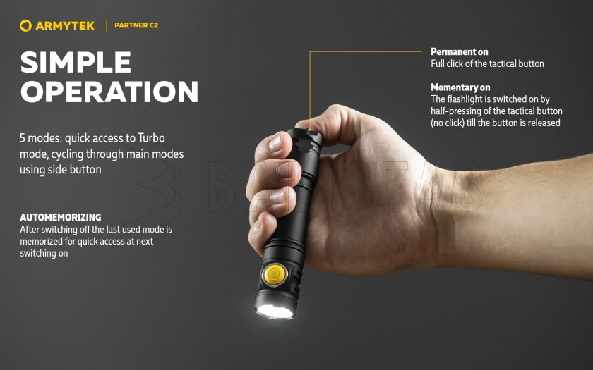 Taktikai zseblámpa Armytek Partner C2 Meleg fény