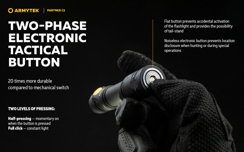 Taktikai zseblámpa Armytek Partner C2 Meleg fény