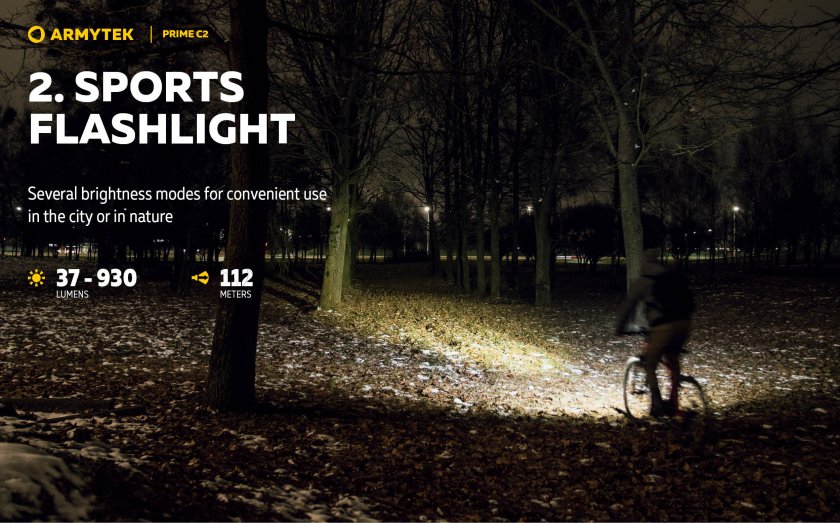 Svítilna Armytek Prime C2 - meleg fény