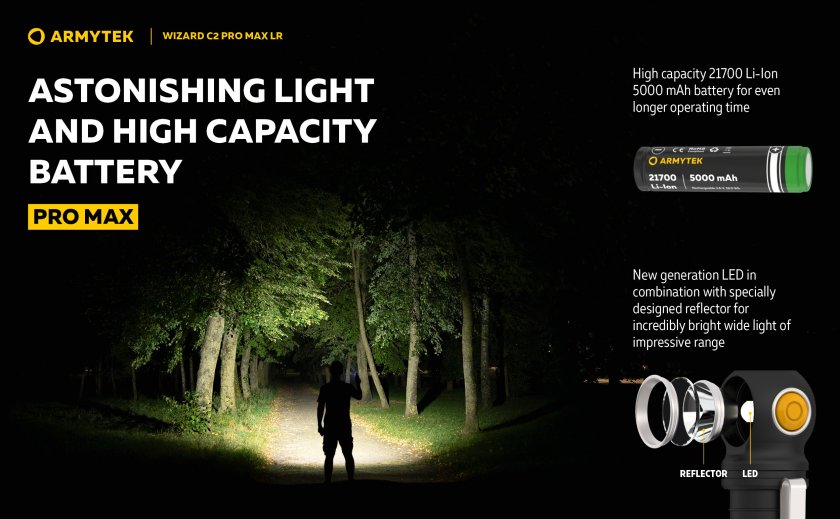 Zseblámpa Armytek Wizard C2 Pro MAX LR hideg fény