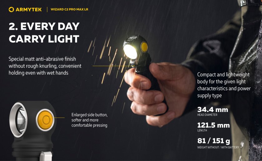 Zseblámpa Armytek Wizard C2 Pro MAX LR hideg fény