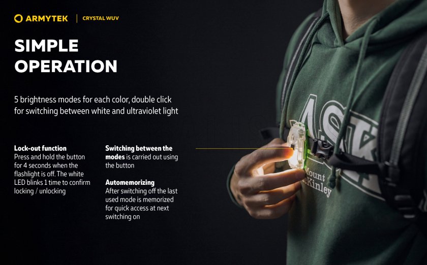Multifunkciós lámpa Armytek Crystal - szürke UV