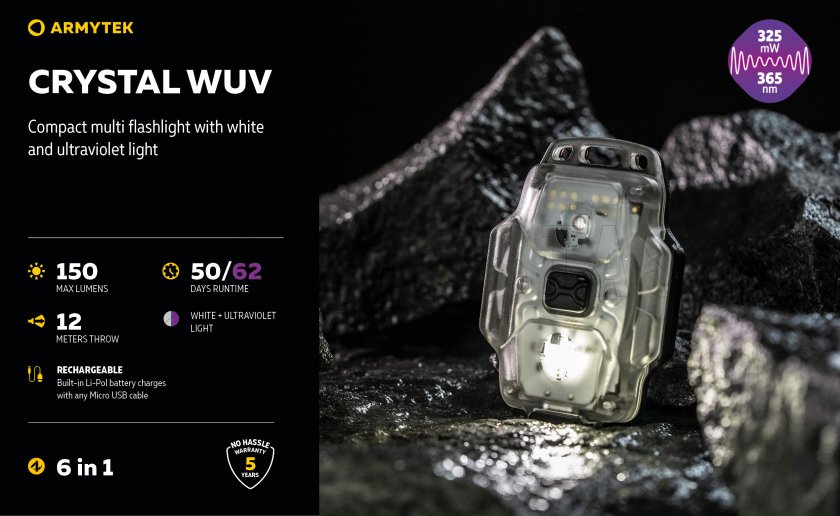 Multifunkciós lámpa Armytek Crystal - szürke UV