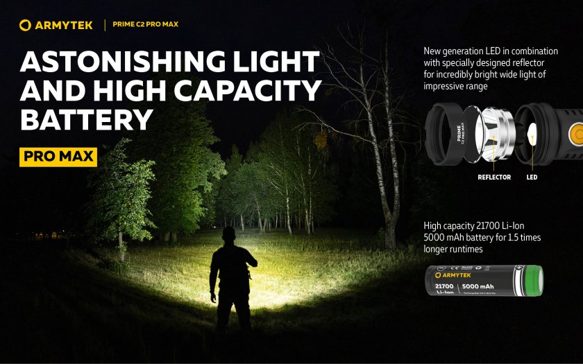 Armytek Prime C2 Pro Max elemlámpa, hideg fény