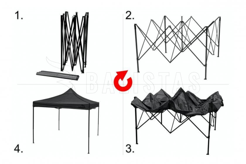 Párty sátor ollós 3x3m szürke WATERPROOF