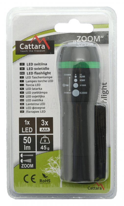 LED zseblámpa 50lm ZOOM