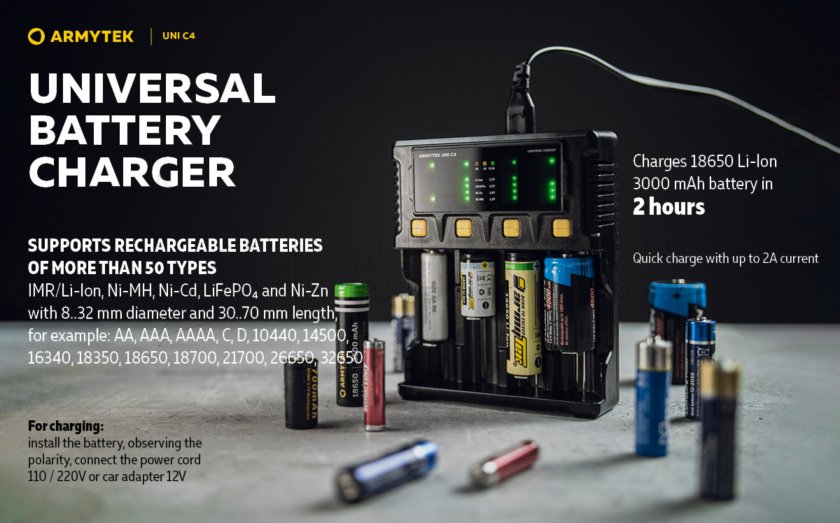 Töltő Armytek UNI C4 plug type C