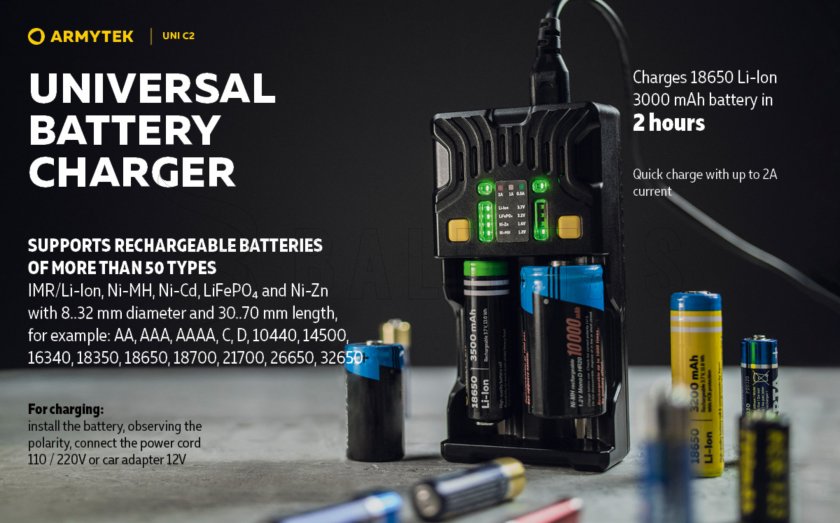 Töltő Armytek UNI C2 plug type C