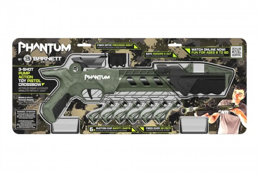 Gyerek számszeríj tapadókorongos nyilakhoz Barnett Phantum Compact OD Green