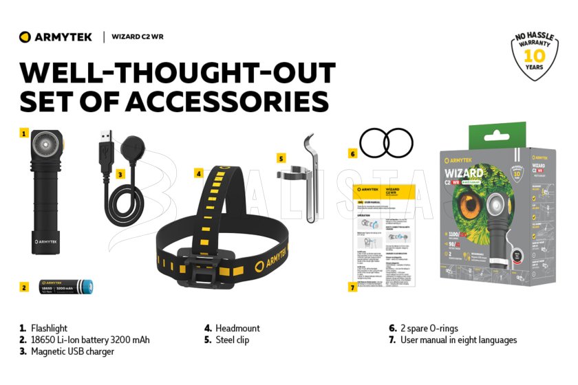 Multifunkciós lámpa Armytek Wizard C2 WR USB meleg/piros fény