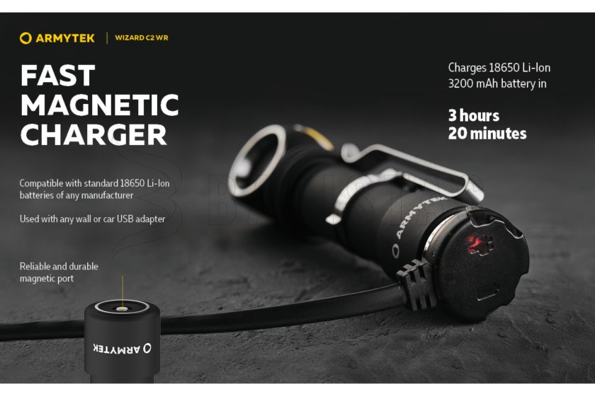 Multifunkciós lámpa Armytek Wizard C2 WR USB meleg/piros fény