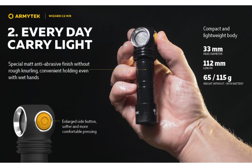 Multifunkciós lámpa Armytek Wizard C2 WR USB meleg/piros fény