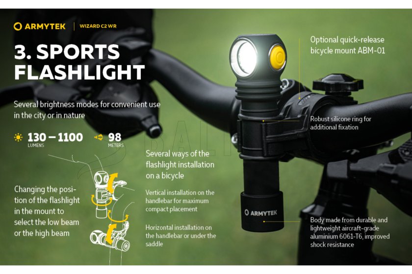 Multifunkciós lámpa Armytek Wizard C2 WR USB meleg/piros fény