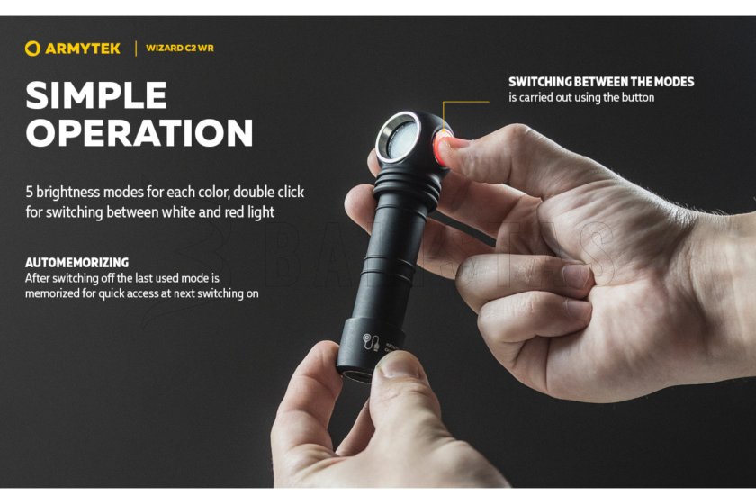 Multifunkciós lámpa Armytek Wizard C2 WR USB meleg/piros fény