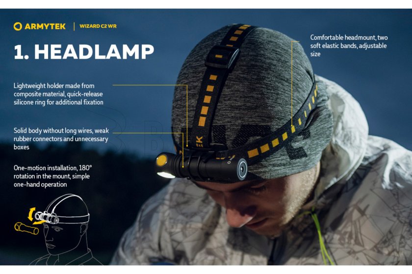 Multifunkciós lámpa Armytek Wizard C2 WR USB meleg/piros fény