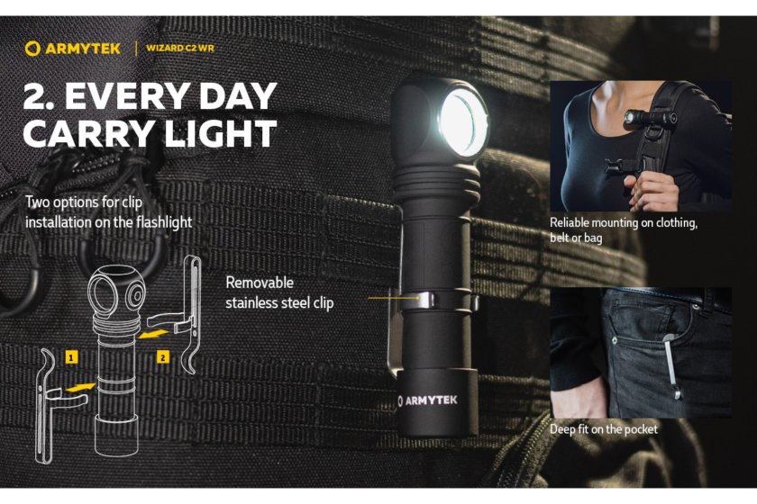 Multifunkciós lámpa Armytek Wizard C2 WR USB meleg/piros fény