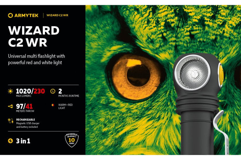 Multifunkciós lámpa Armytek Wizard C2 WR USB meleg/piros fény