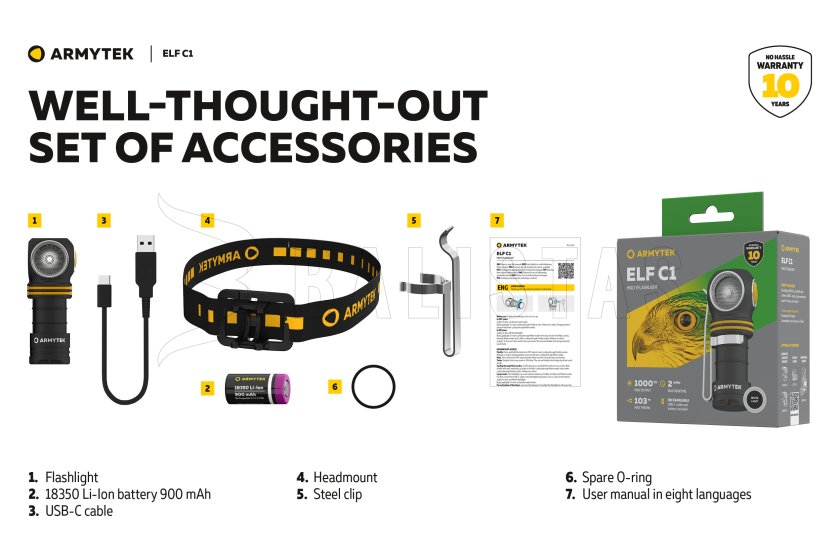 Multifunkciós lámpa Armytek Elf C1 USB-C fehér fény