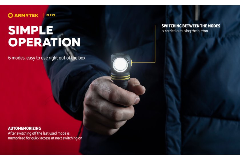 Multifunkciós lámpa Armytek Elf C1 USB-C fehér fény