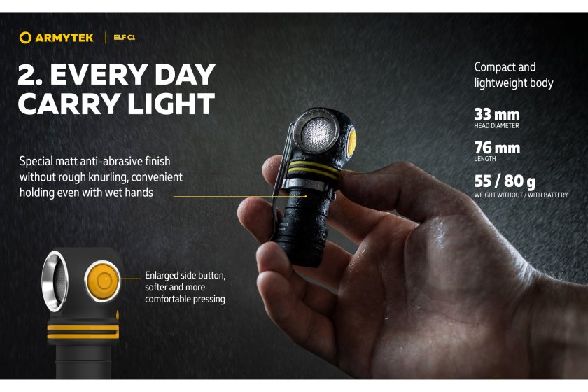 Multifunkciós lámpa Armytek Elf C1 USB-C fehér fény