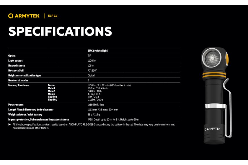 Multifunkcionális zseblámpa Armytek Elf C2 USB-C fehér fény