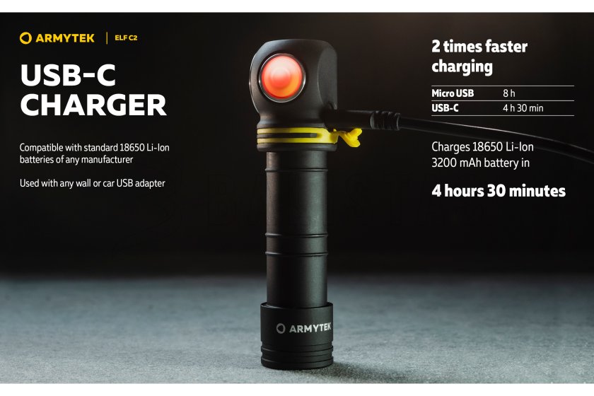Multifunkcionális zseblámpa Armytek Elf C2 USB-C fehér fény