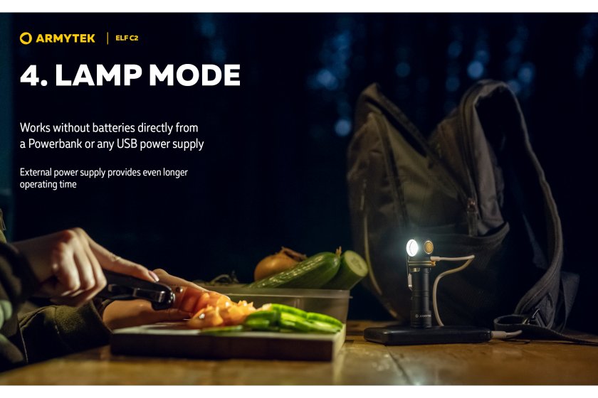 Multifunkcionális zseblámpa Armytek Elf C2 USB-C fehér fény