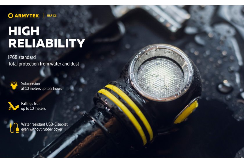 Multifunkcionális zseblámpa Armytek Elf C2 USB-C fehér fény