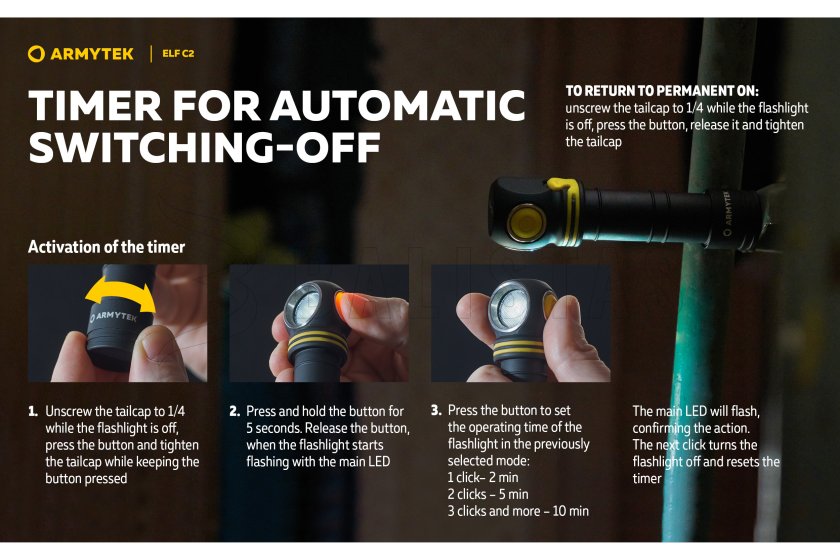 Multifunkcionális zseblámpa Armytek Elf C2 USB-C fehér fény