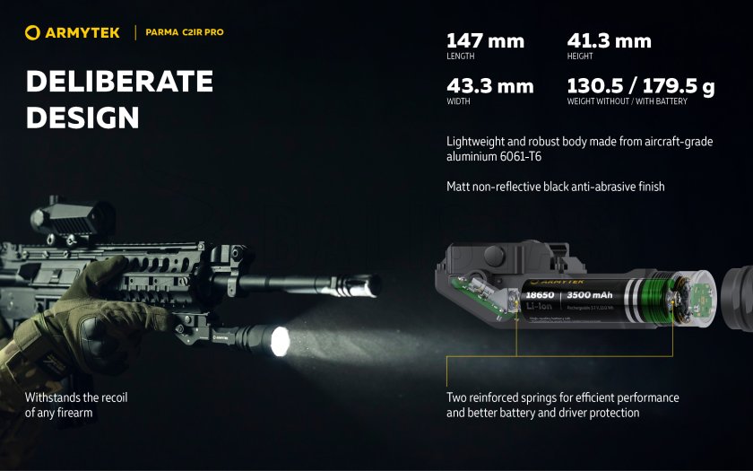 Taktikai lámpa Armytek Parma C2IR Pro Hideg / Infravörös fény