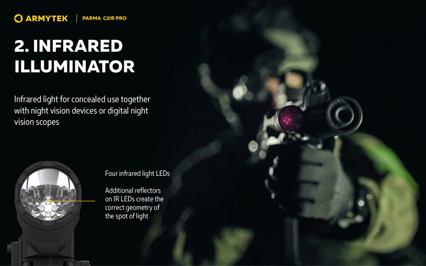 Taktikai lámpa Armytek Parma C2IR Pro Hideg / Infravörös fény