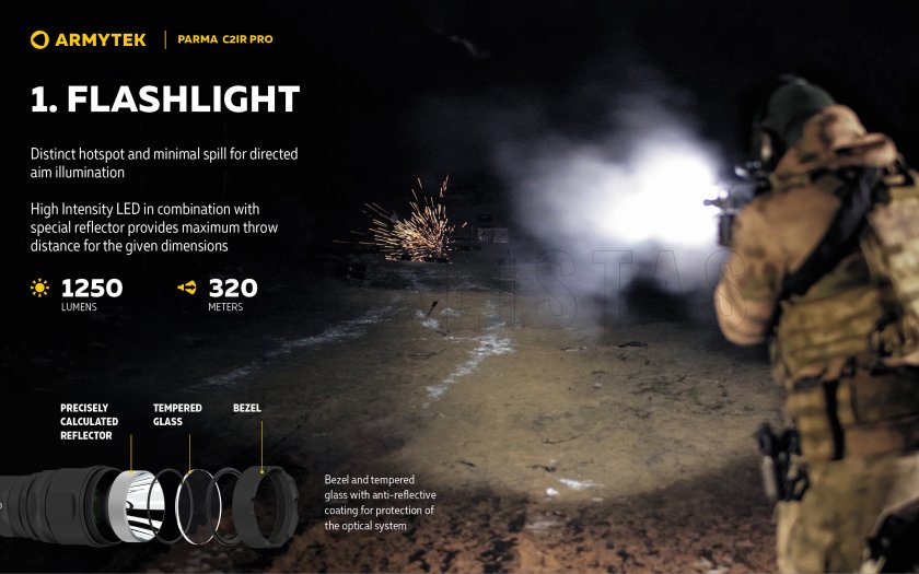 Taktikai lámpa Armytek Parma C2IR Pro Hideg / Infravörös fény