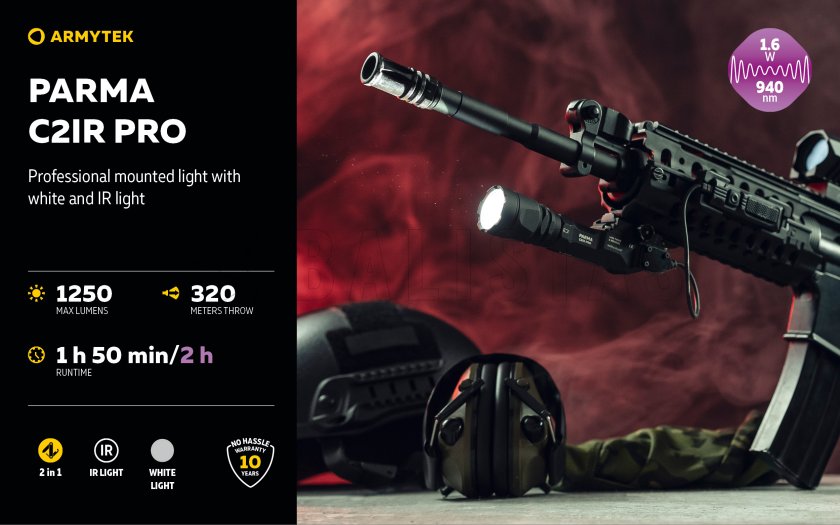 Taktikai lámpa Armytek Parma C2IR Pro Hideg / Infravörös fény