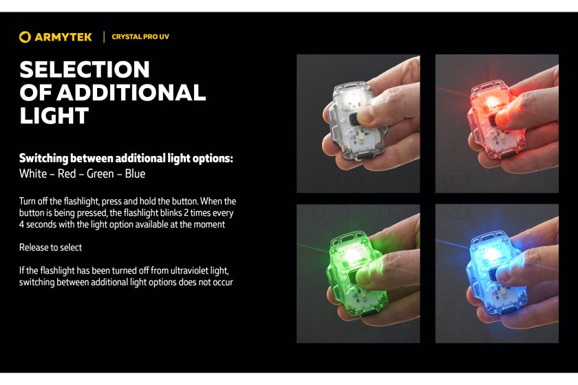 Multifunkciós lámpa Armytek Crystal Pro UV - zöld