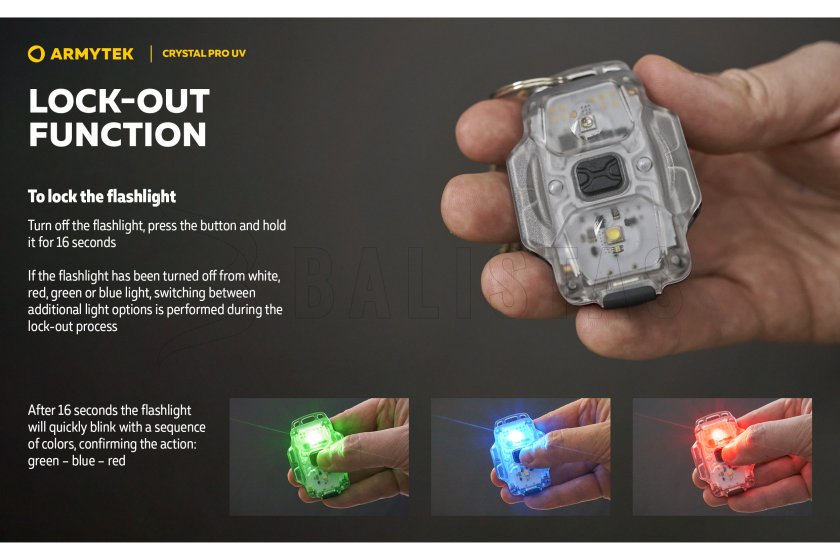 Multifunkciós lámpa Armytek Crystal Pro UV - zöld