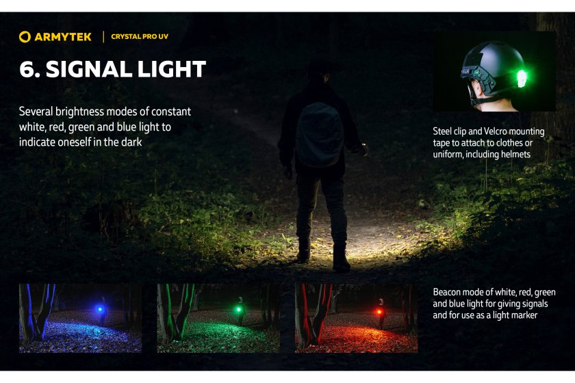 Multifunkciós lámpa Armytek Crystal Pro UV - zöld