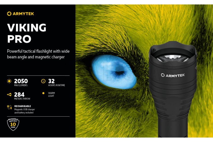 Lámpa Armytek Viking PRO meleg fény