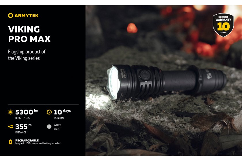 Zseblámpa Armytek Viking PRO MAX hideg fény