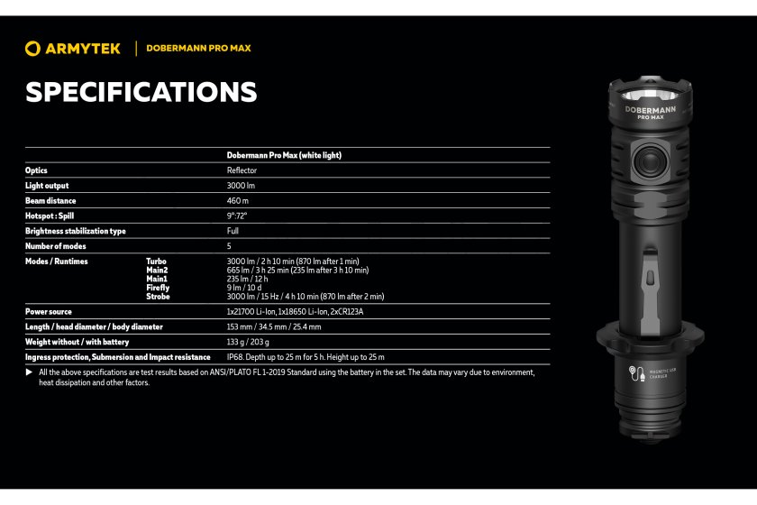 Zseblámpa Armytek Dobermann PRO MAX fehér fény