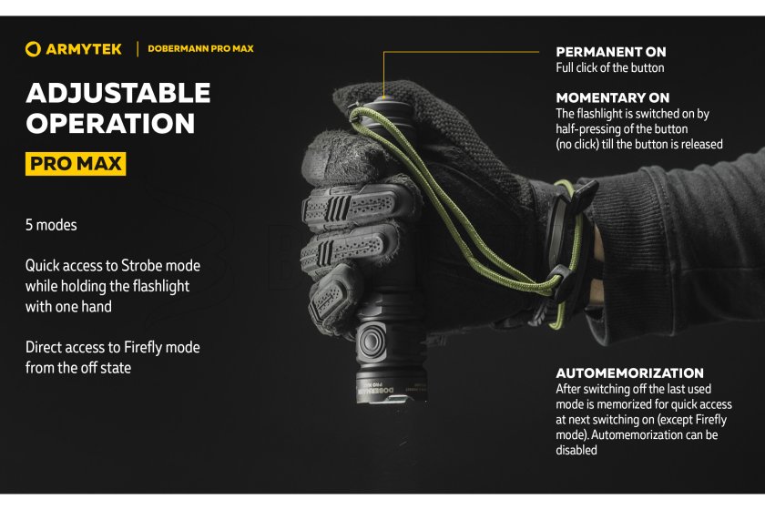 Zseblámpa Armytek Dobermann PRO MAX fehér fény