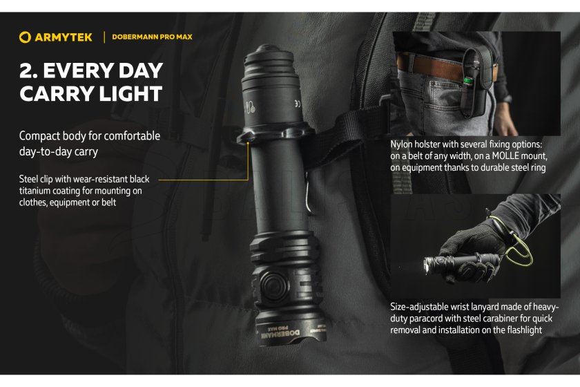 Zseblámpa Armytek Dobermann PRO MAX fehér fény